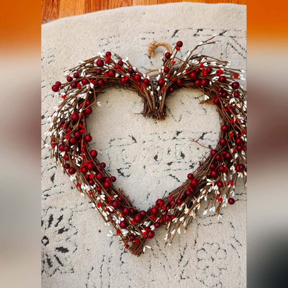 Berry Twig heart shaped wreath Valentines